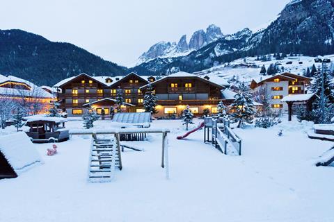 Wintersport Sella Ronda in Campitello di Fassa (Trentino-Zuid-Tirol, Italië)