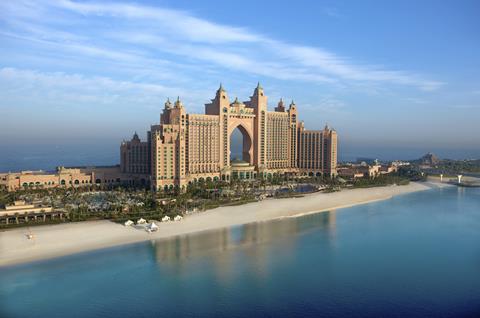 Atlantis The Palm Verenigde Arabische Emiraten Dubai The Palm Jumeirah sfeerfoto groot